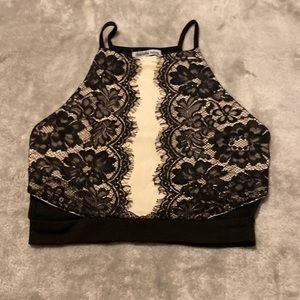 Lace front crop top
